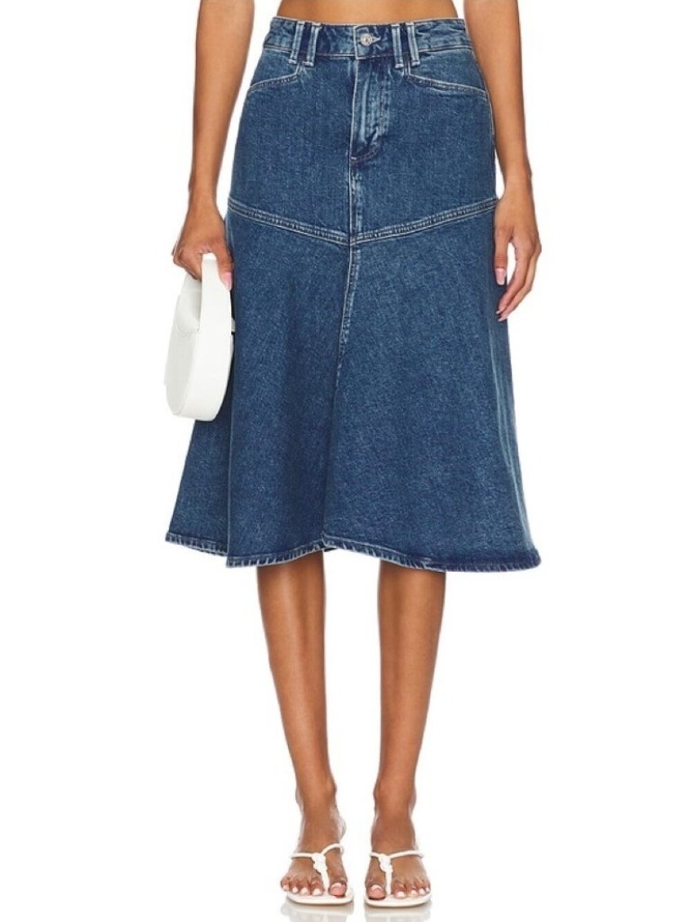 Paige Denim Alice A-Line Midi Skirt Size 27 Western Retro Quiet Luxury Festival